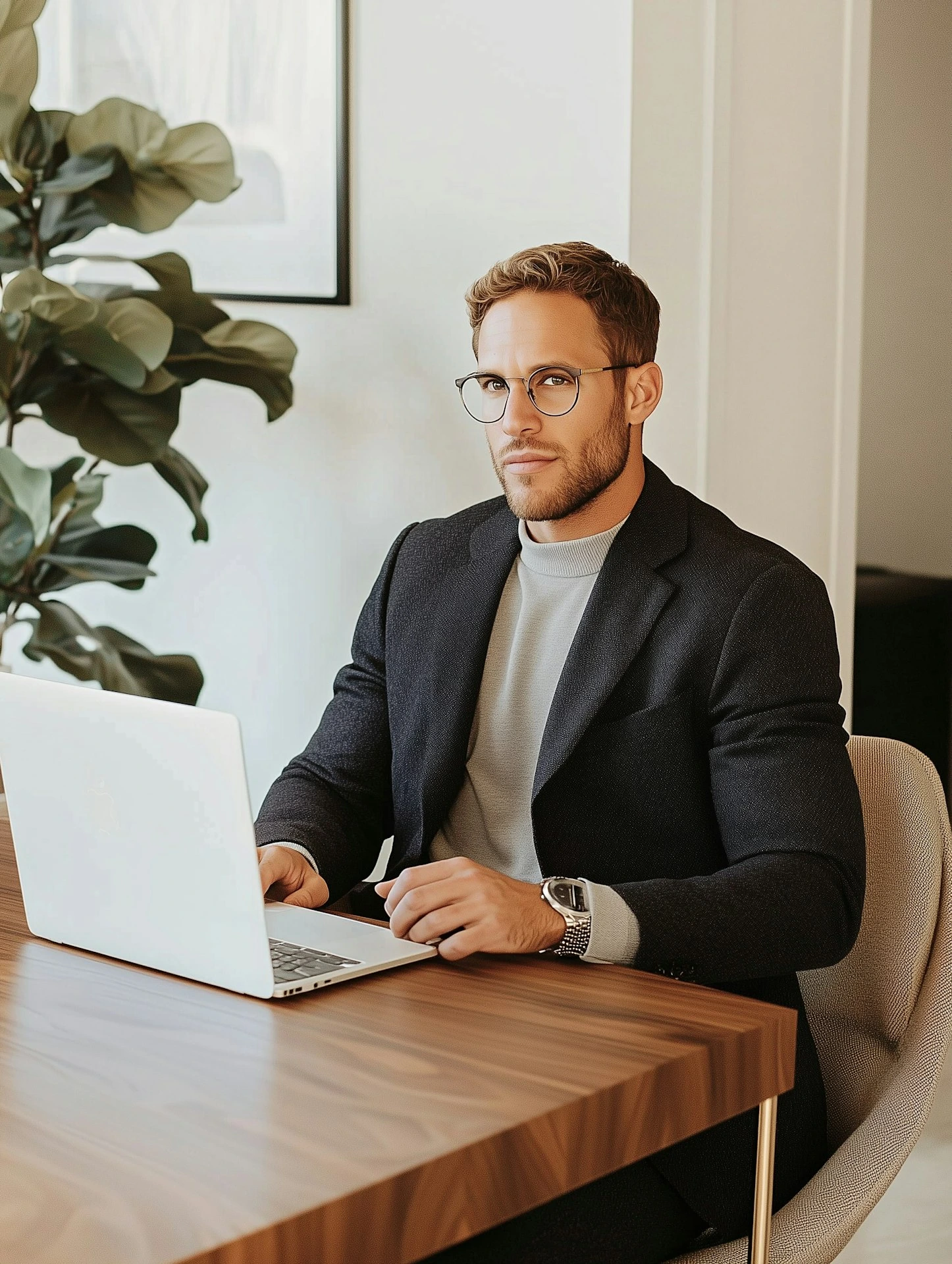 Man Working at Laptop